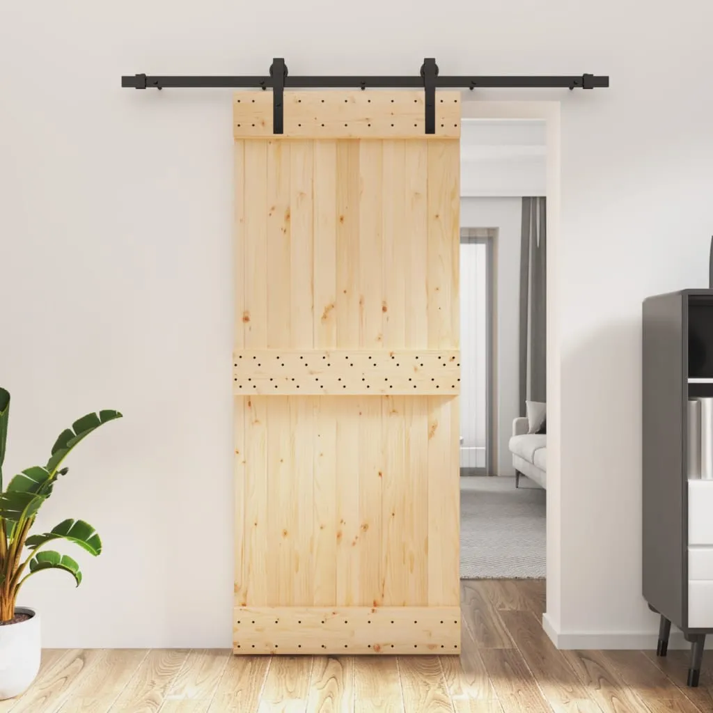 vidaXL Porta Scorrevole con Set Hardware 85x210 cm Legno Massello Pino