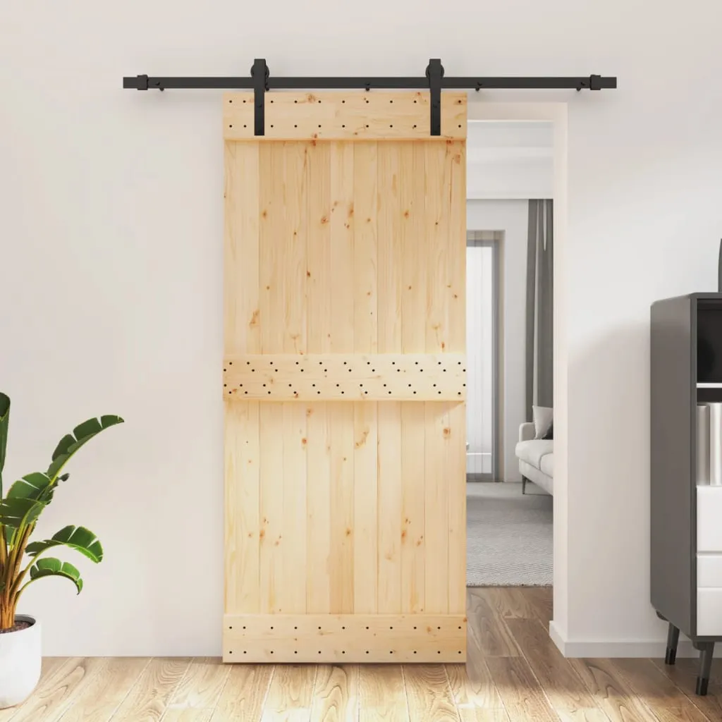 vidaXL Porta Scorrevole con Set Hardware 90x210 cm Legno Massello Pino