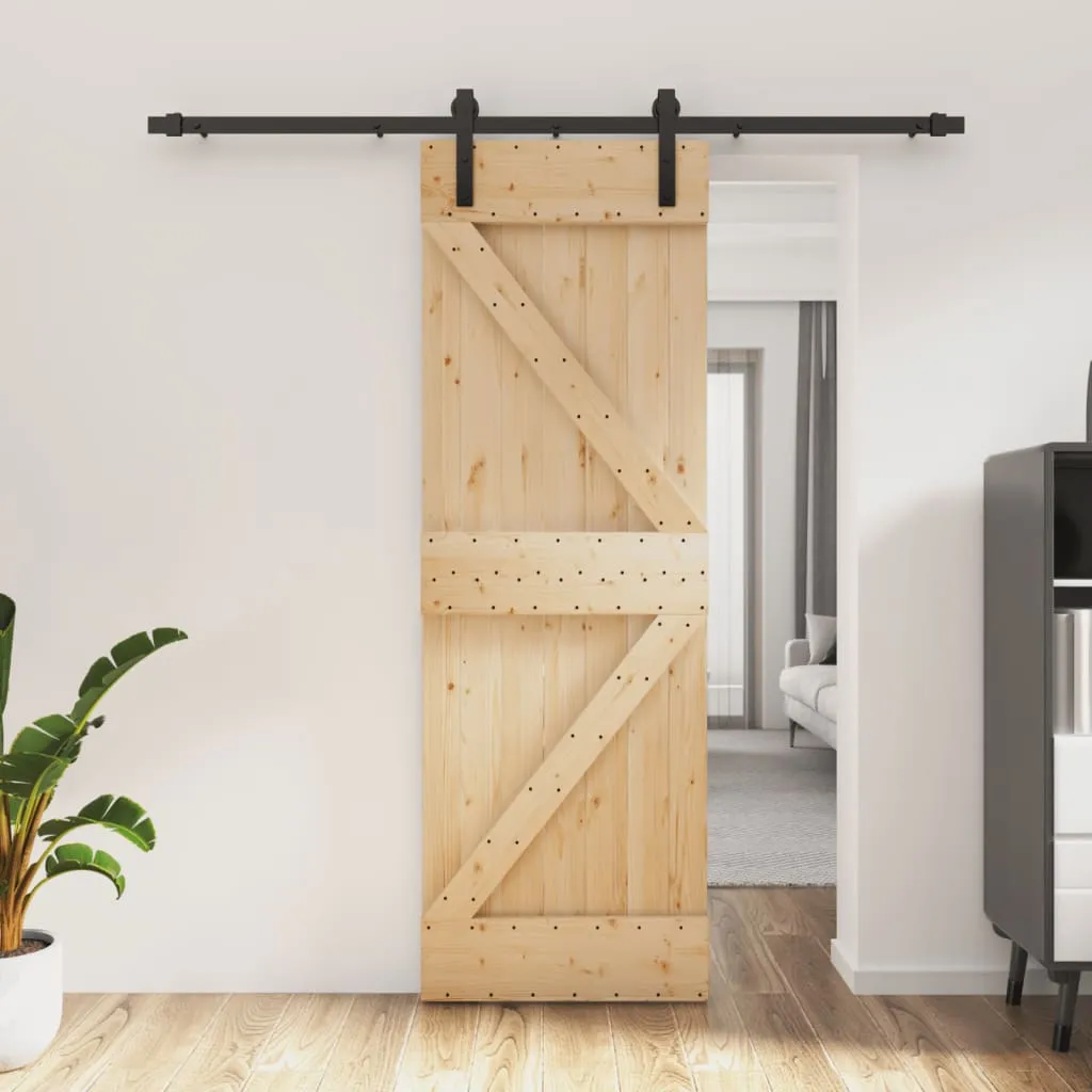 vidaXL Porta Scorrevole con Set Hardware 70x210 cm Legno Massello Pino