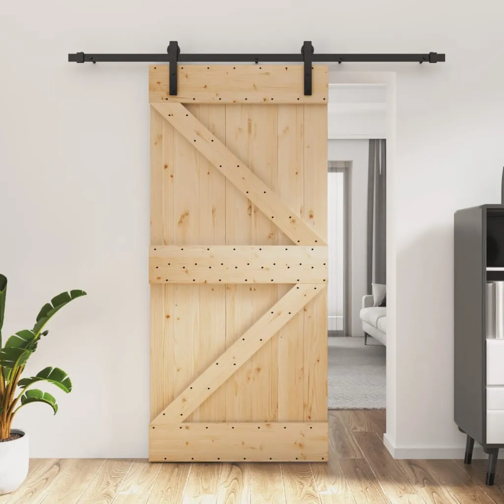 vidaXL Porta Scorrevole con Set Hardware 95x210 cm Legno Massello Pino