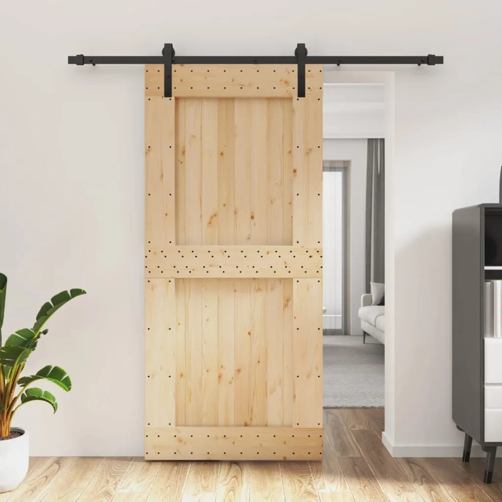 vidaXL Porta Scorrevole con Set Hardware 95x210 cm Legno Massello Pino