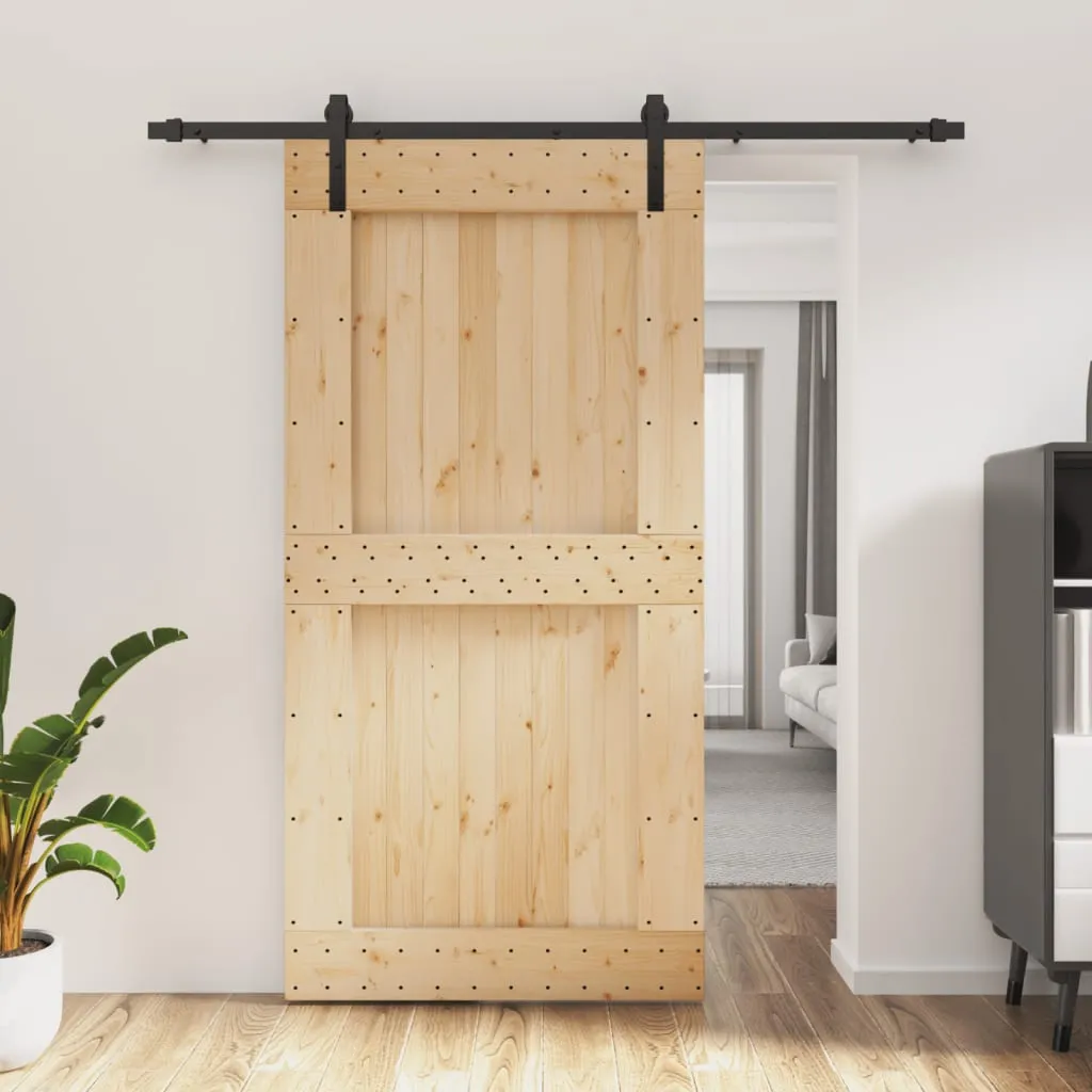 vidaXL Porta Scorrevole con Set Hardware 100x210cm Legno Massello Pino