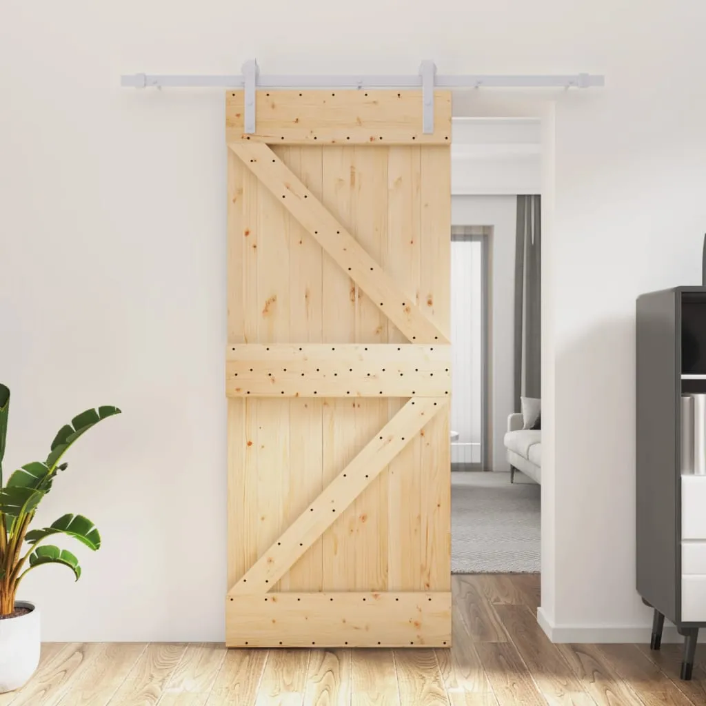 vidaXL Porta Scorrevole con Set Hardware 85x210 cm Legno Massello Pino