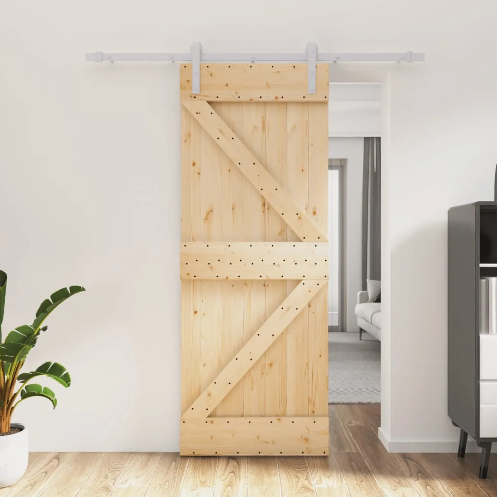 vidaXL Porta Scorrevole con Set Hardware 80x210 cm Legno Massello Pino