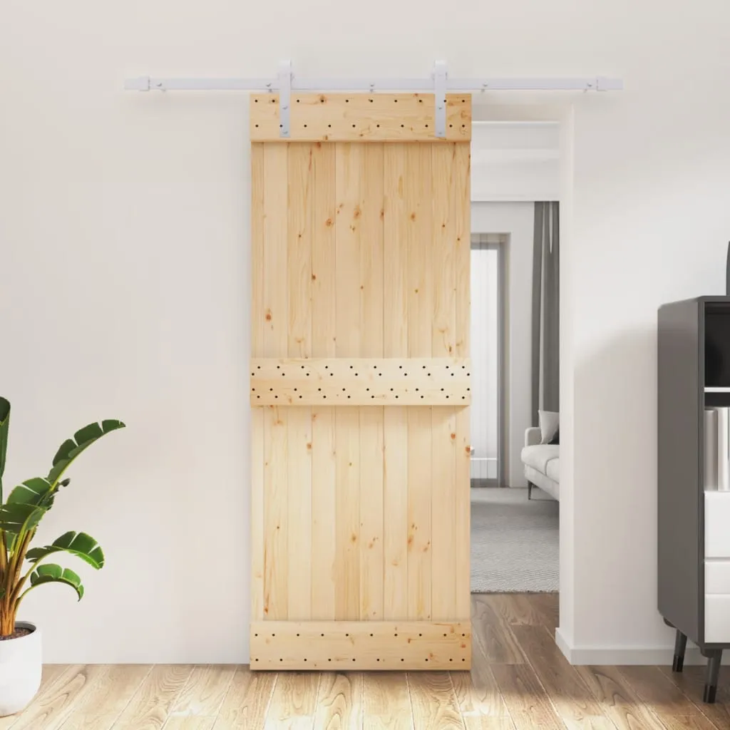 vidaXL Porta Scorrevole con Set Hardware 80x210 cm Legno Massello Pino