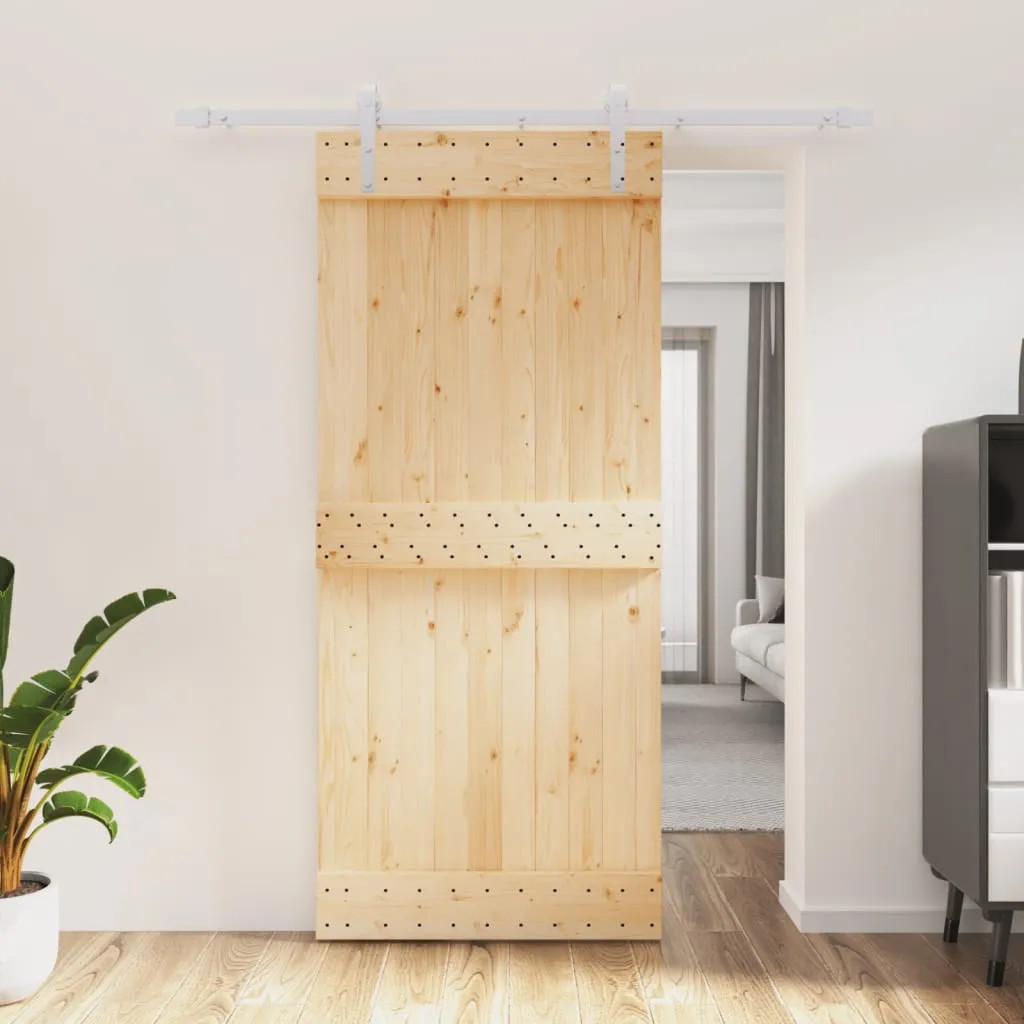 vidaXL Porta Scorrevole con Set Hardware 90x210 cm Legno Massello Pino