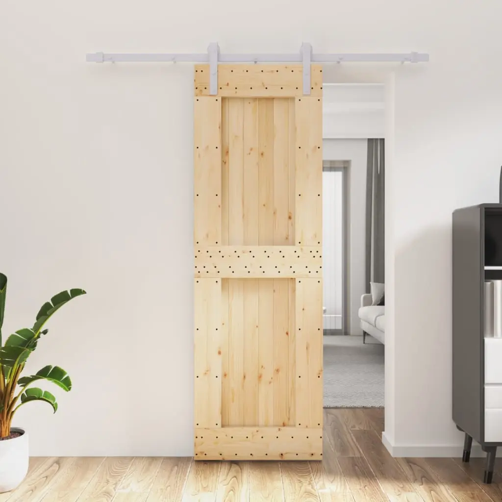 Porta Scorrevole con Set Hardware 70x210 cm Legno Massello Pino