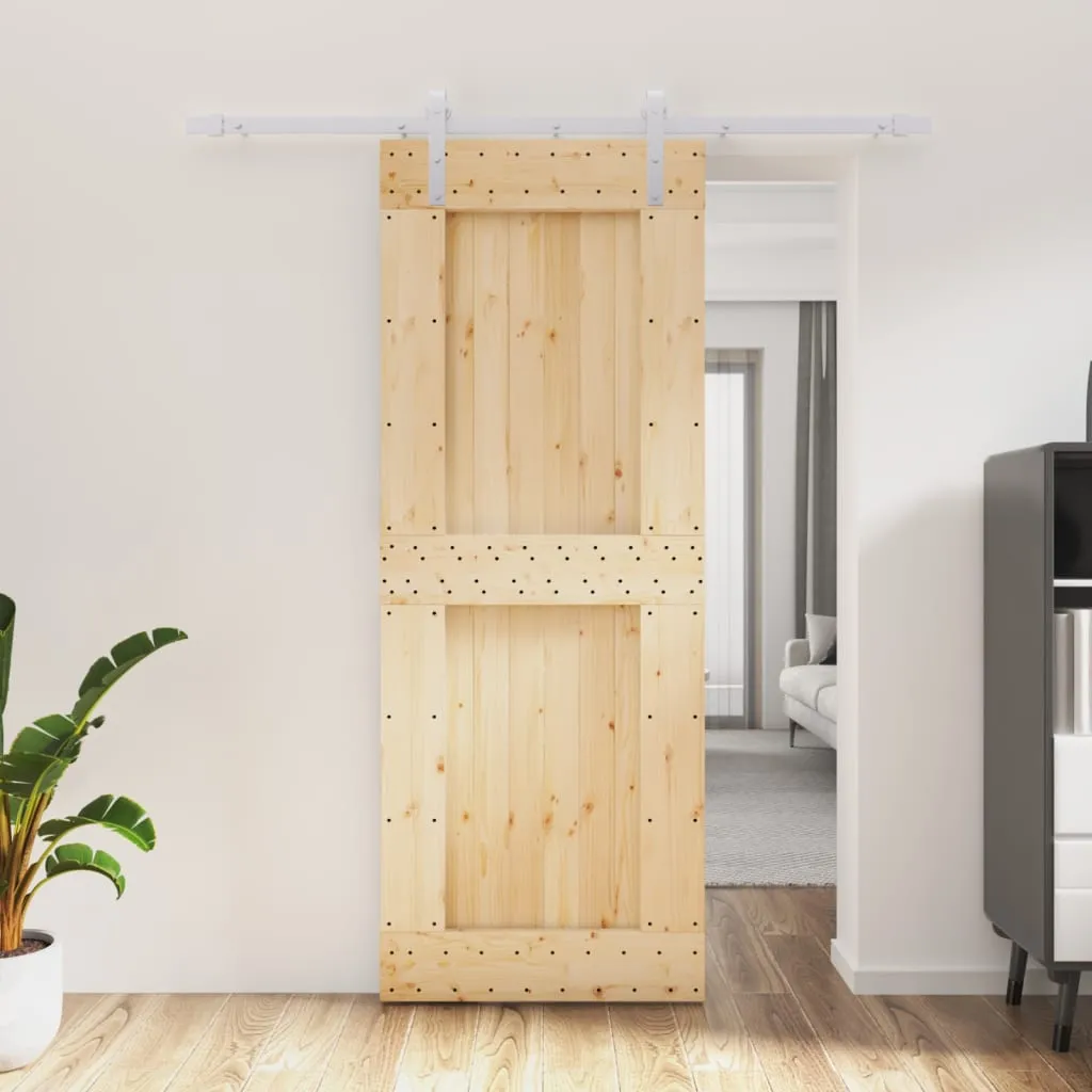 vidaXL Porta Scorrevole con Set Hardware 80x210 cm Legno Massello Pino