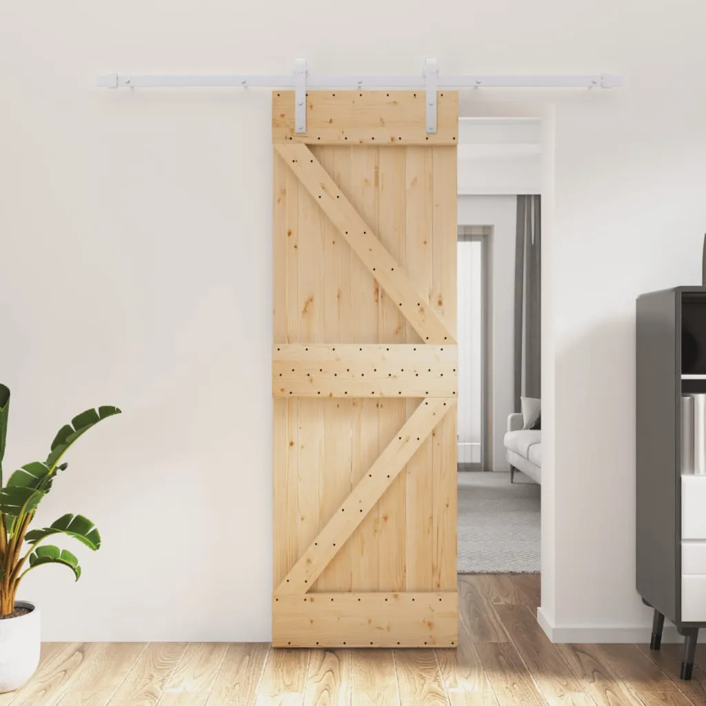 vidaXL Porta Scorrevole con Set Hardware 70x210 cm Legno Massello Pino