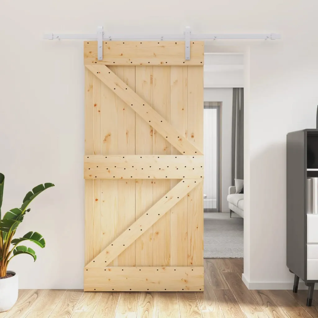 vidaXL Porta Scorrevole con Set Hardware 100x210cm Legno Massello Pino