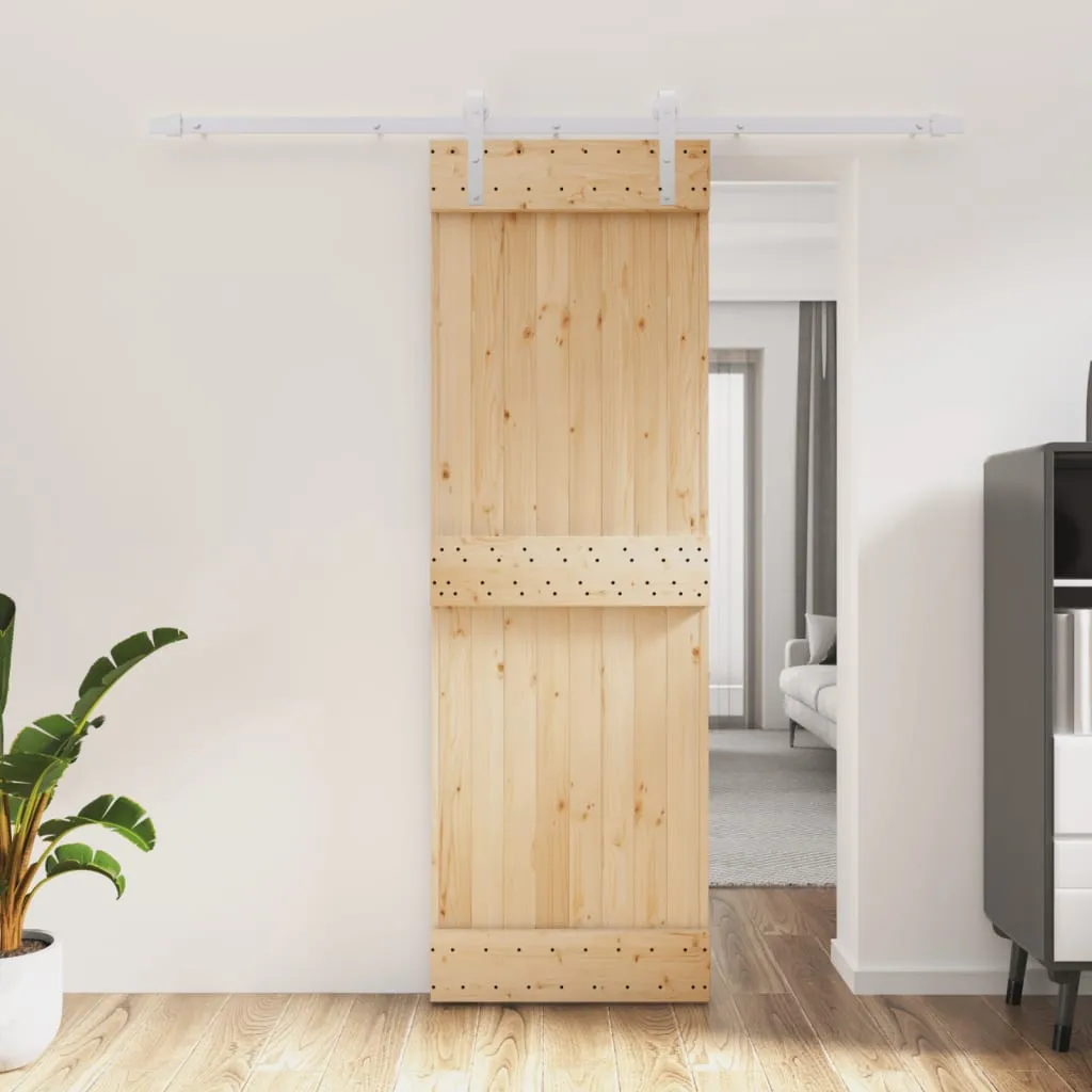 vidaXL Porta Scorrevole con Set Hardware 70x210 cm Legno Massello Pino