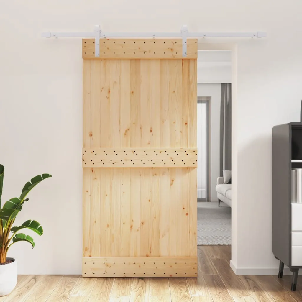 vidaXL Porta Scorrevole con Set Hardware 100x210cm Legno Massello Pino