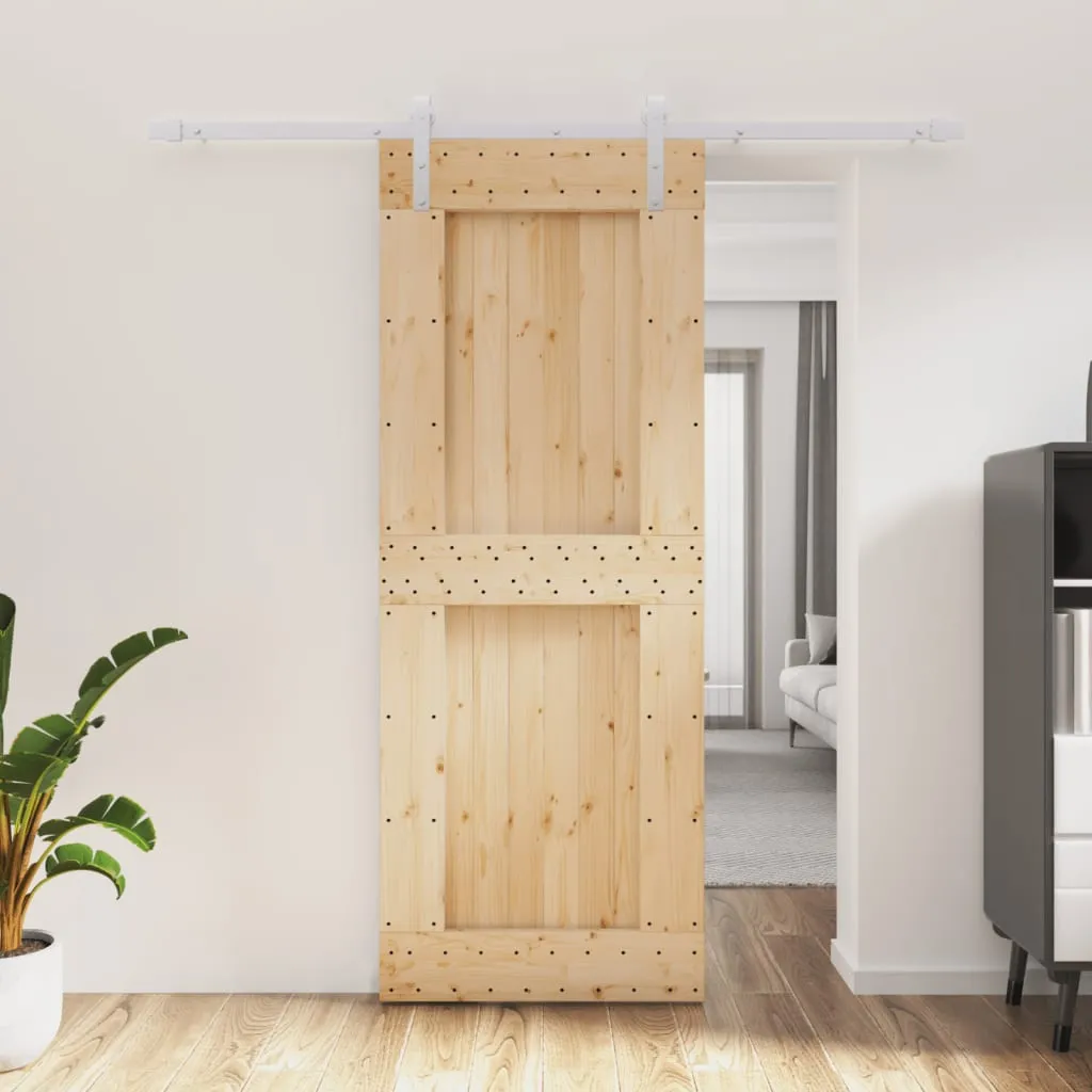 vidaXL Porta Scorrevole con Set Hardware 80x210 cm Legno Massello Pino