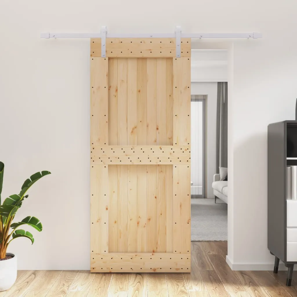 vidaXL Porta Scorrevole con Set Hardware 90x210 cm Legno Massello Pino