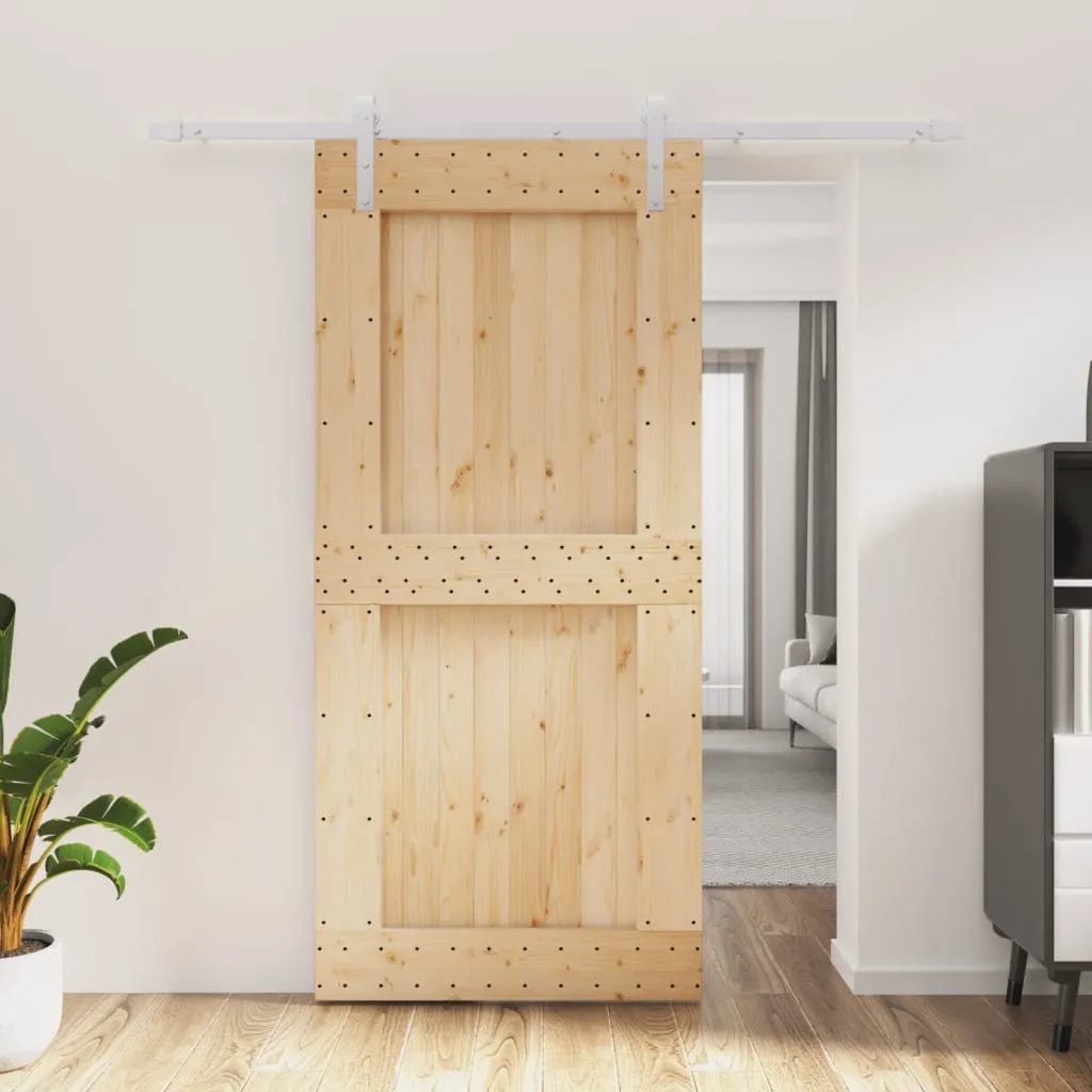 vidaXL Porta Scorrevole con Set Hardware 95x210 cm Legno Massello Pino