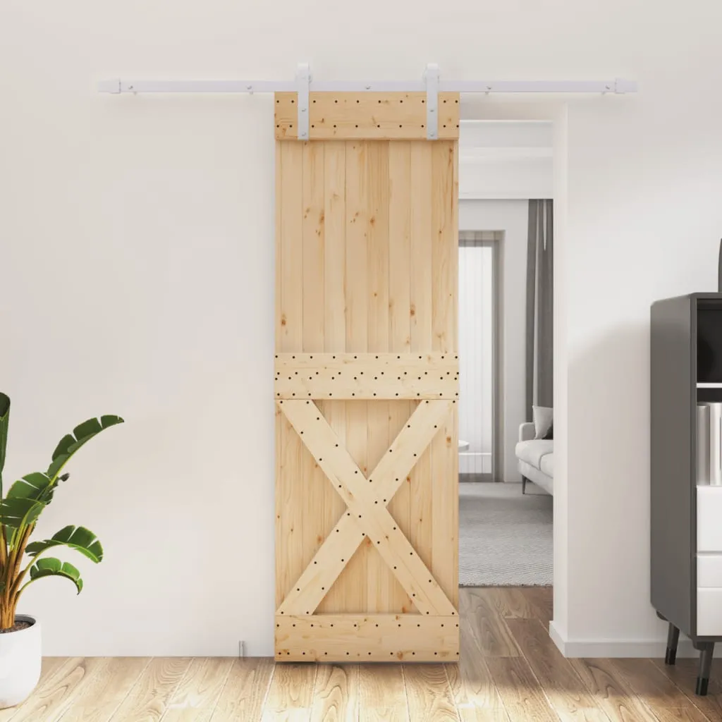 vidaXL Porta Scorrevole con Set Hardware 70x210 cm Legno Massello Pino