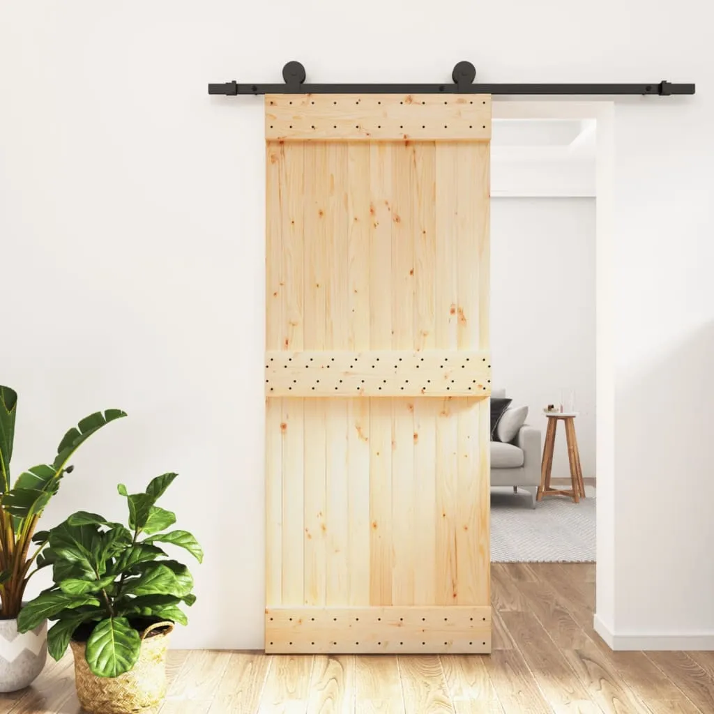 vidaXL Porta Scorrevole con Set Hardware 85x210 cm Legno Massello Pino