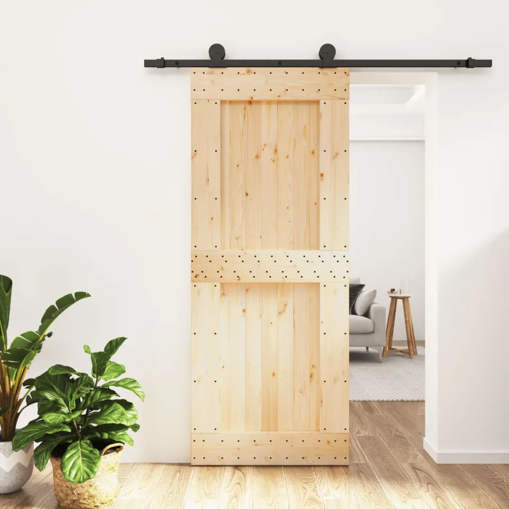 vidaXL Porta Scorrevole con Set Hardware 85x210 cm Legno Massello Pino