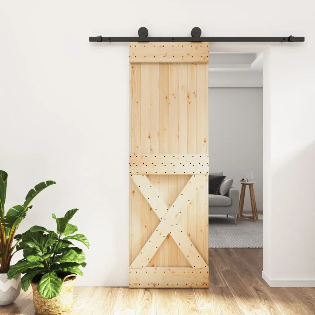 vidaXL Porta Scorrevole con Set Hardware 70x210 cm Legno Massello Pino