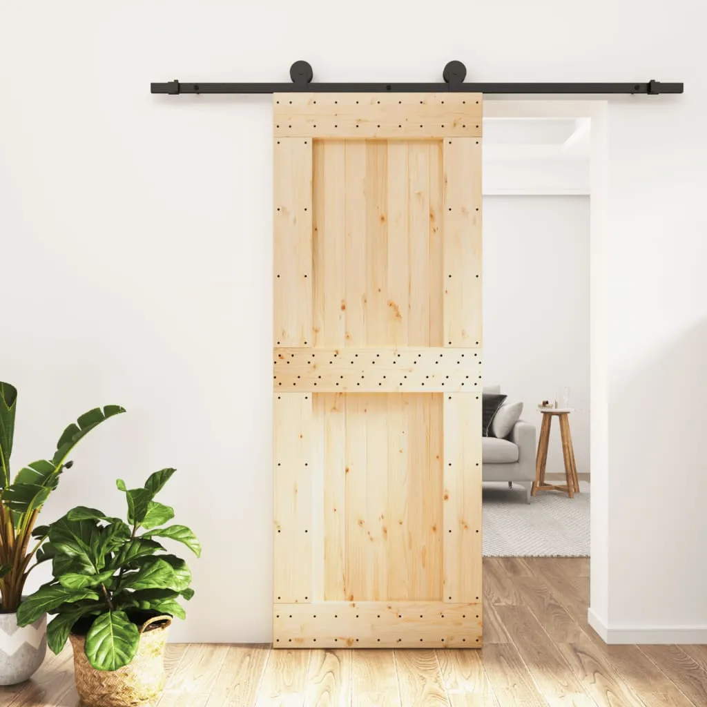 vidaXL Porta Scorrevole con Set Hardware 80x210 cm Legno Massello Pino