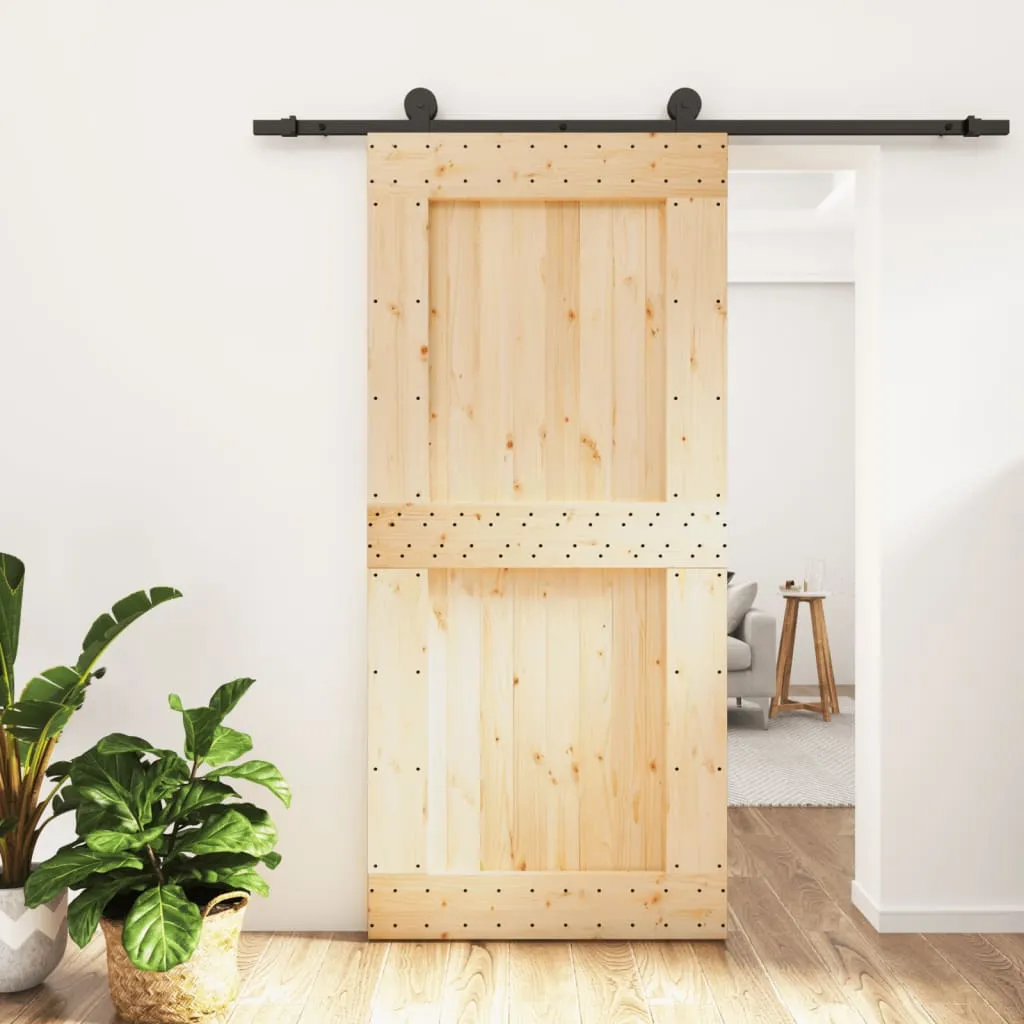 vidaXL Porta Scorrevole con Set Hardware 95x210 cm Legno Massello Pino