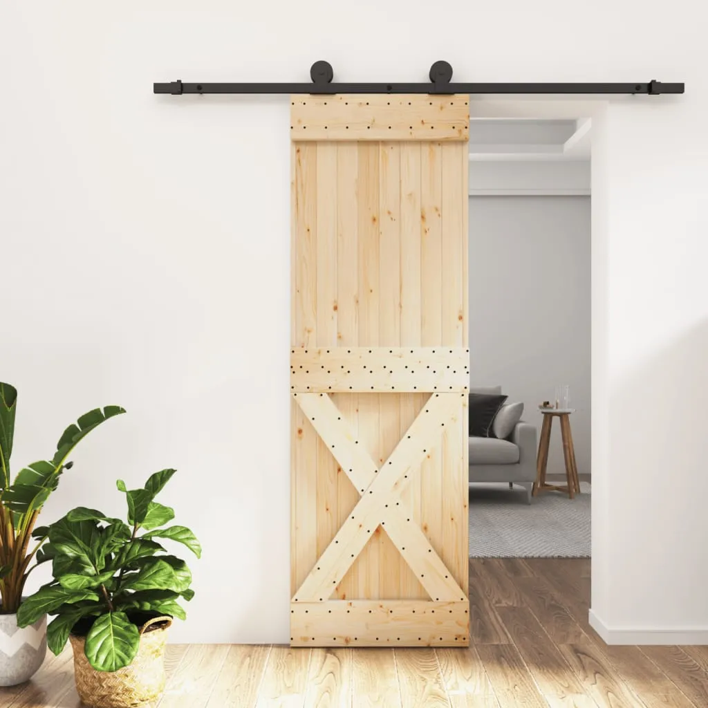 vidaXL Porta Scorrevole con Set Hardware 70x210 cm Legno Massello Pino