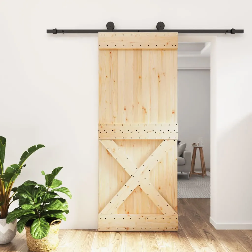 vidaXL Porta Scorrevole con Set Hardware 85x210 cm Legno Massello Pino