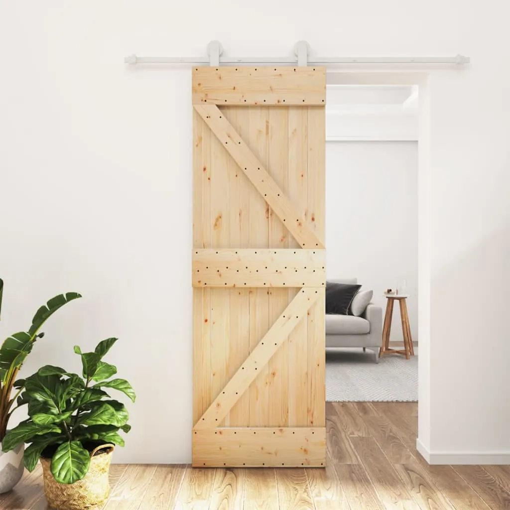 vidaXL Porta Scorrevole con Set Hardware 70x210 cm Legno Massello Pino