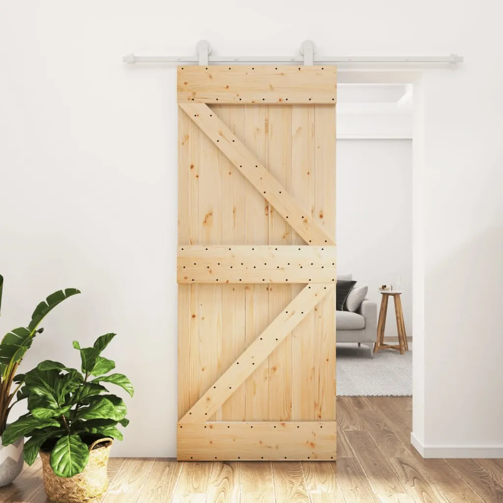 vidaXL Porta Scorrevole con Set Hardware 85x210 cm Legno Massello Pino