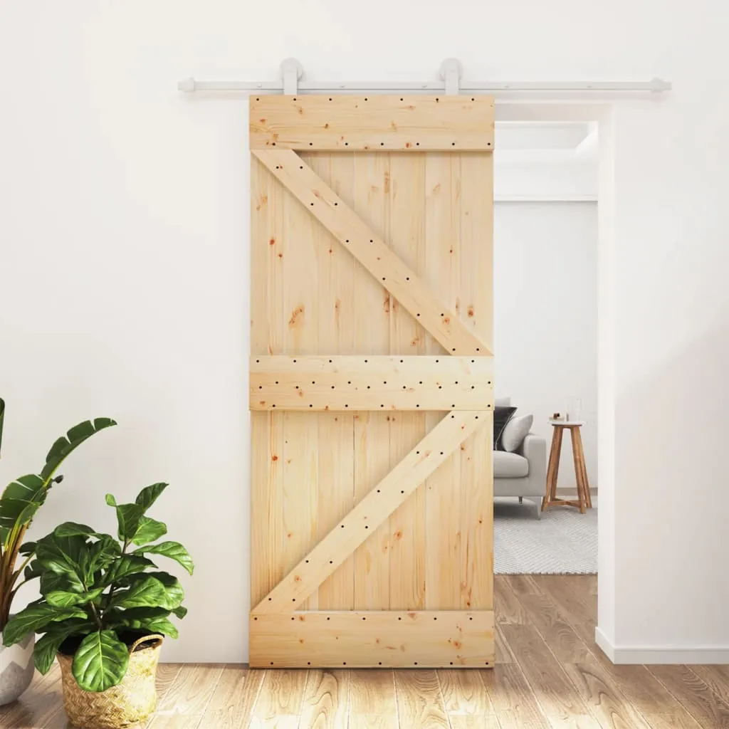 vidaXL Porta Scorrevole con Set Hardware 90x210 cm Legno Massello Pino