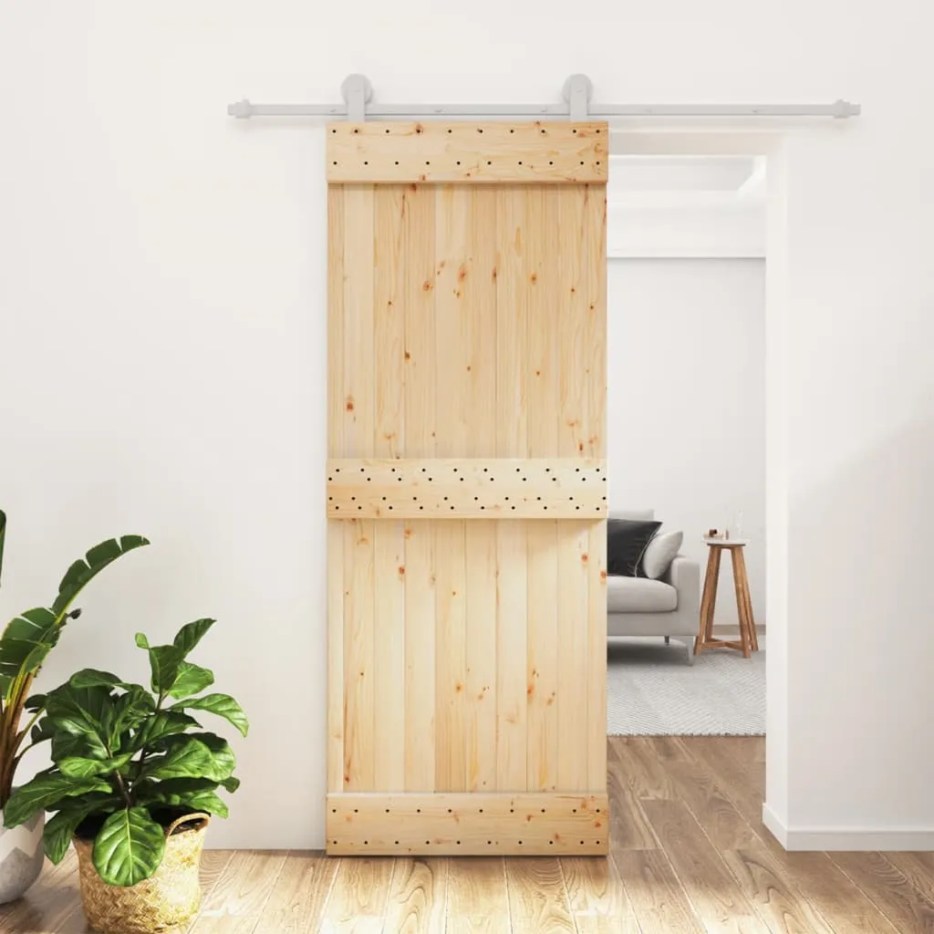 vidaXL Porta Scorrevole con Set Hardware 80x210 cm Legno Massello Pino