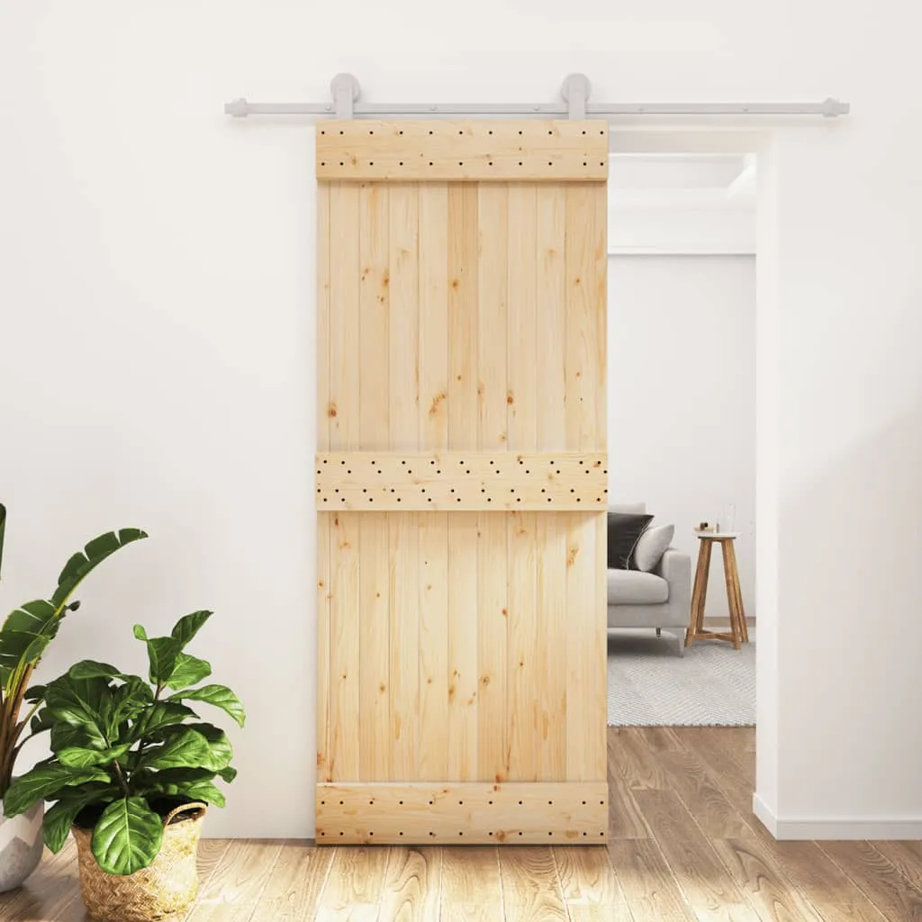 vidaXL Porta Scorrevole con Set Hardware 85x210 cm Legno Massello Pino