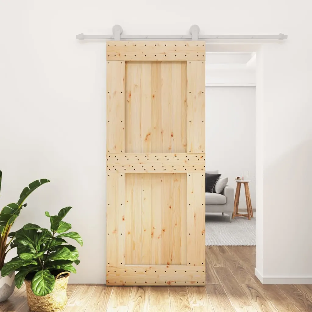 vidaXL Porta Scorrevole con Set Hardware 85x210 cm Legno Massello Pino