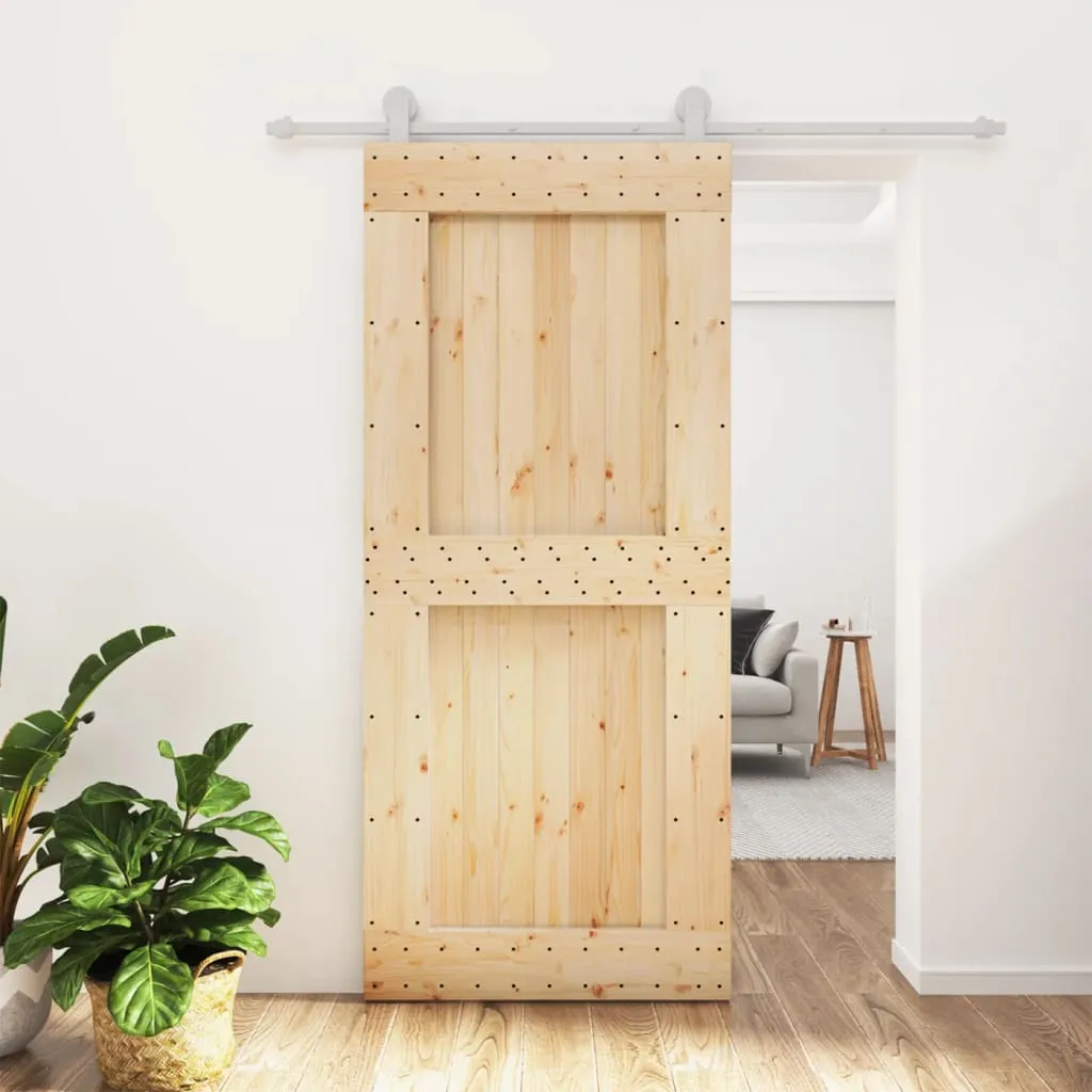 vidaXL Porta Scorrevole con Set Hardware 90x210 cm Legno Massello Pino