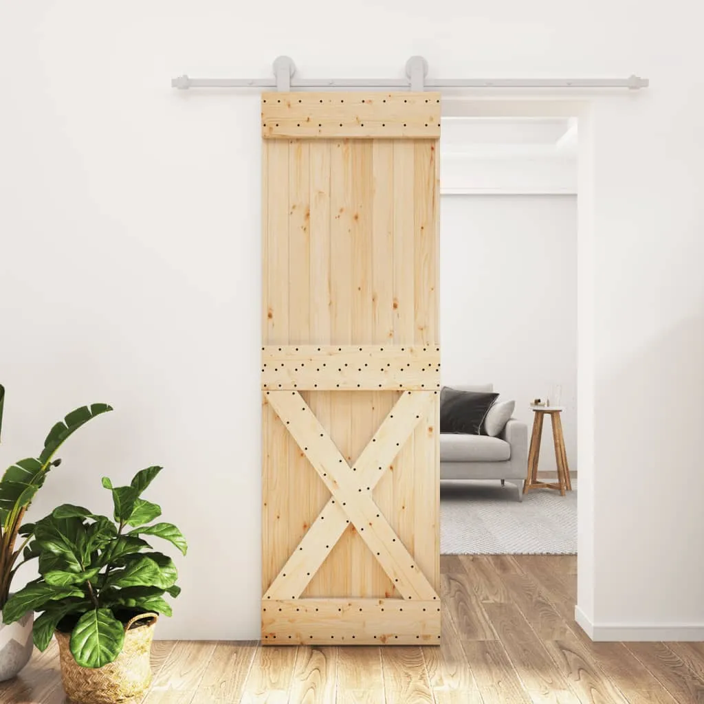 vidaXL Porta Scorrevole con Set Hardware 70x210 cm Legno Massello Pino