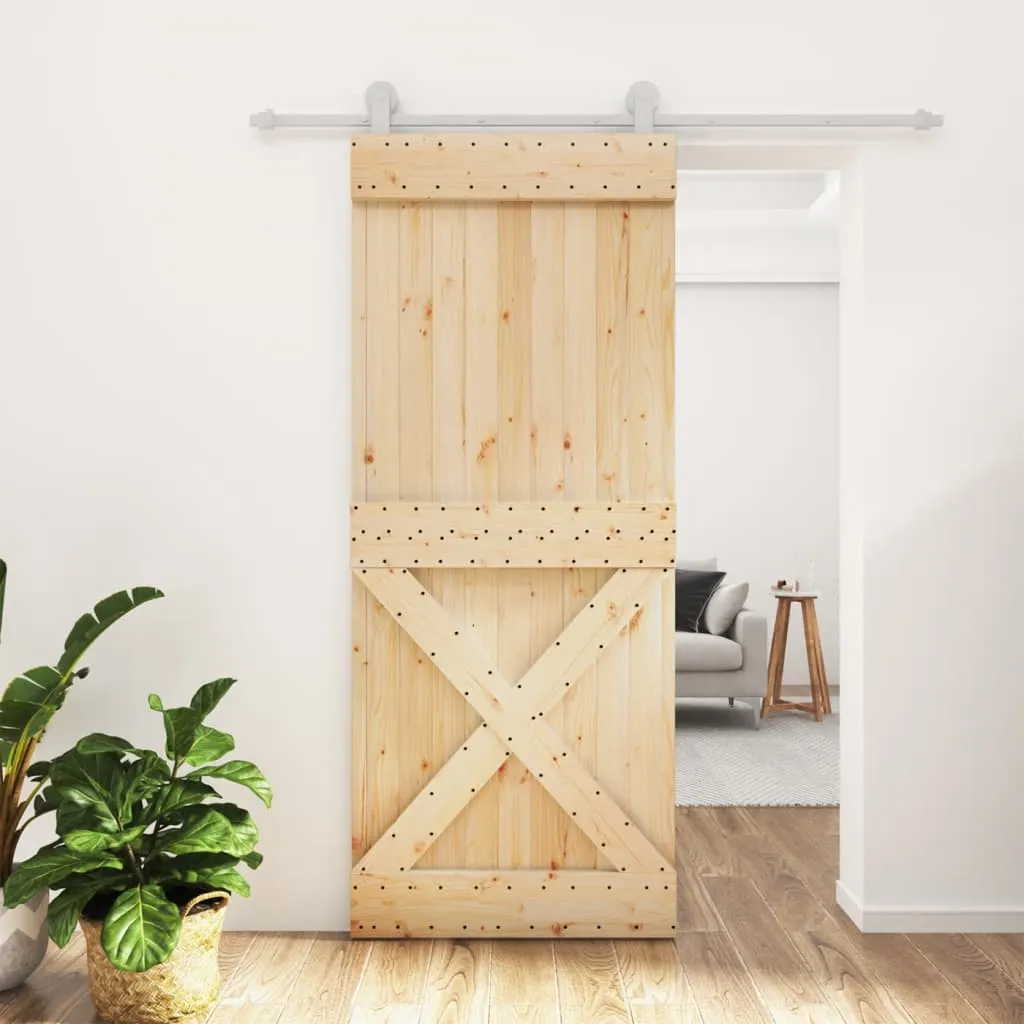 vidaXL Porta Scorrevole con Set Hardware 85x210 cm Legno Massello Pino