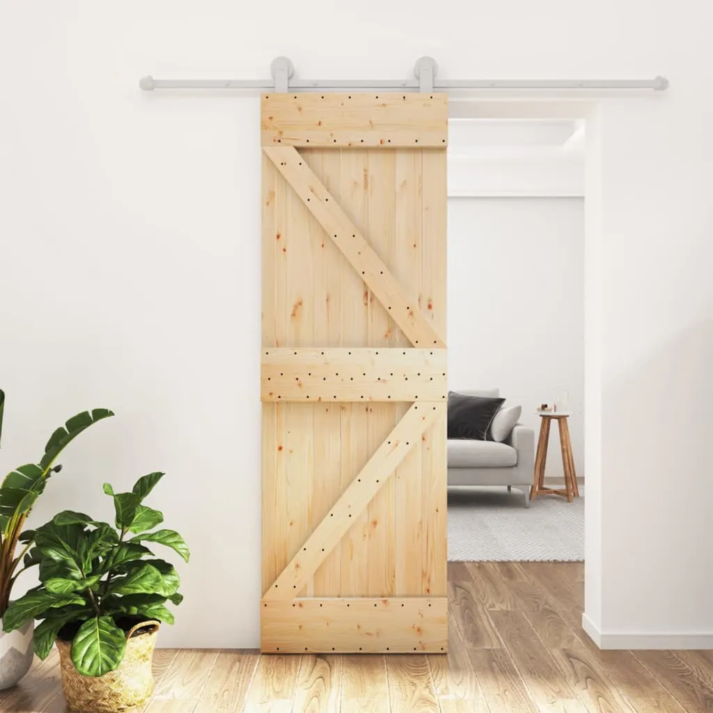 vidaXL Porta Scorrevole con Set Hardware 70x210 cm Legno Massello Pino