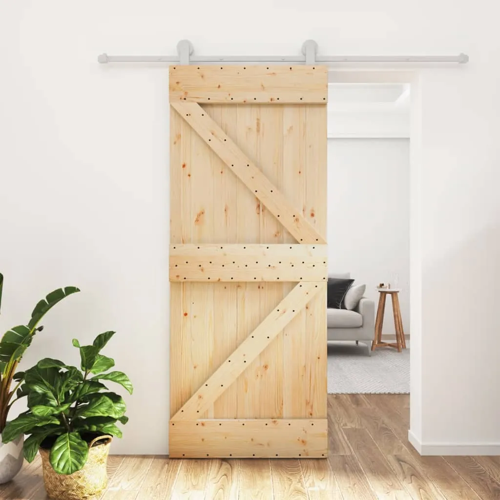 vidaXL Porta Scorrevole con Set Hardware 85x210 cm Legno Massello Pino