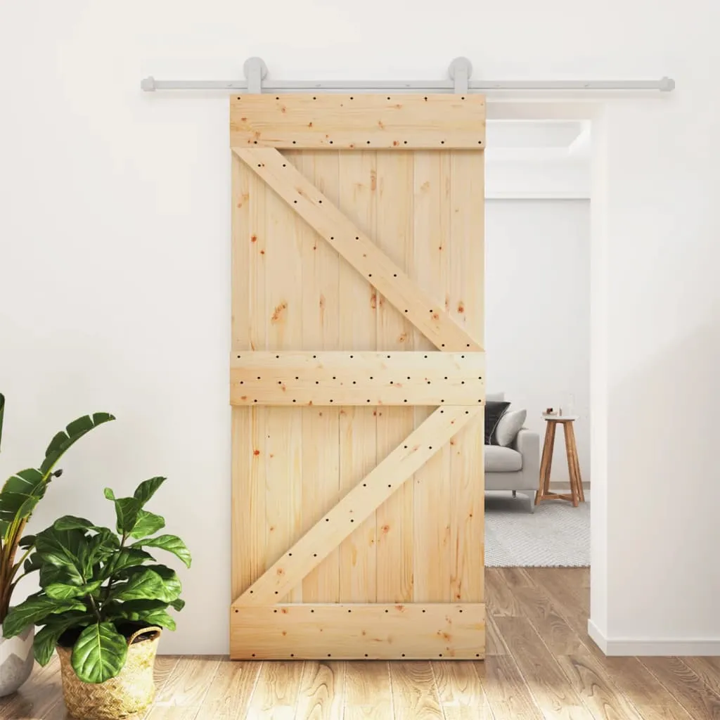 vidaXL Porta Scorrevole con Set Hardware 95x210 cm Legno Massello Pino