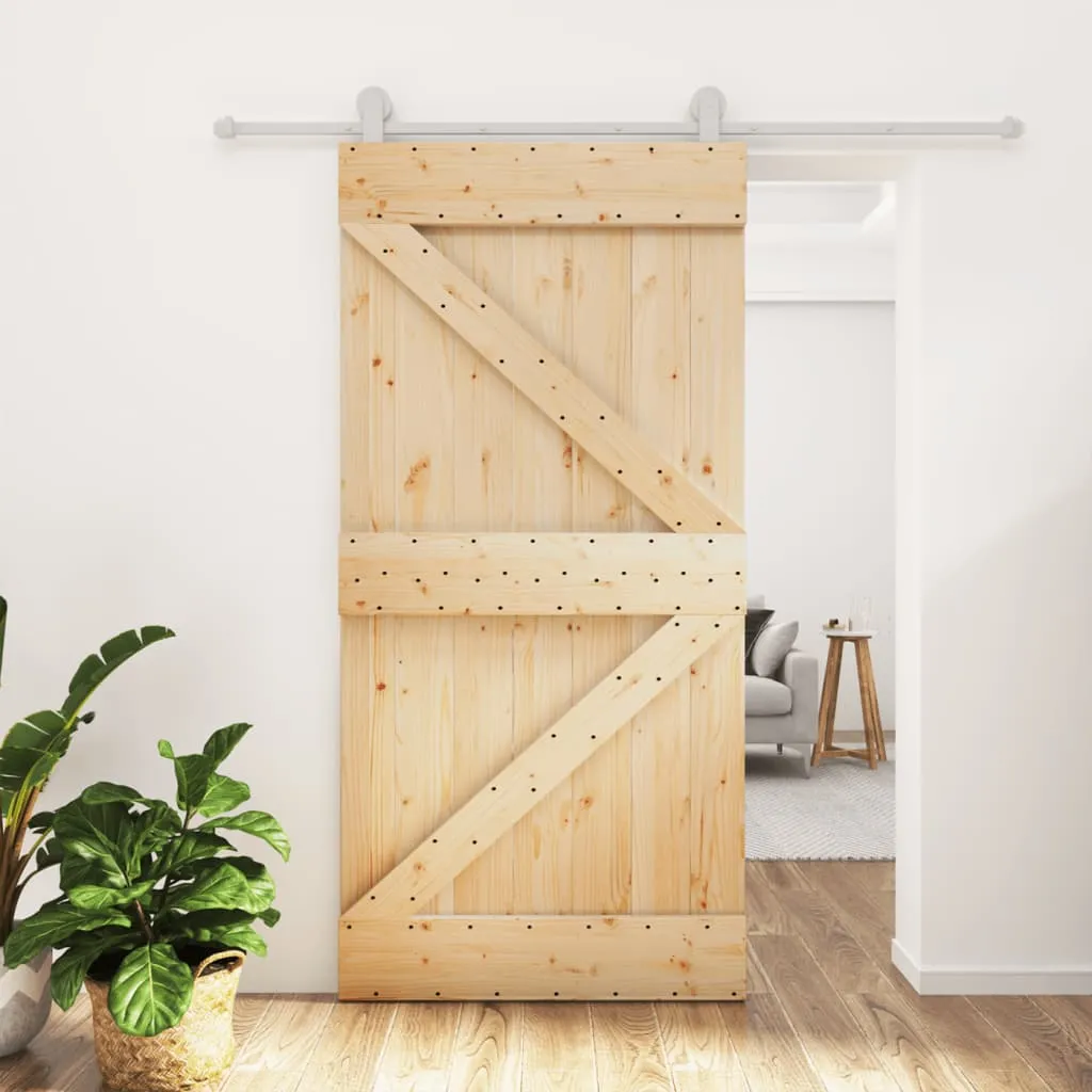 vidaXL Porta Scorrevole con Set Hardware 100x210cm Legno Massello Pino