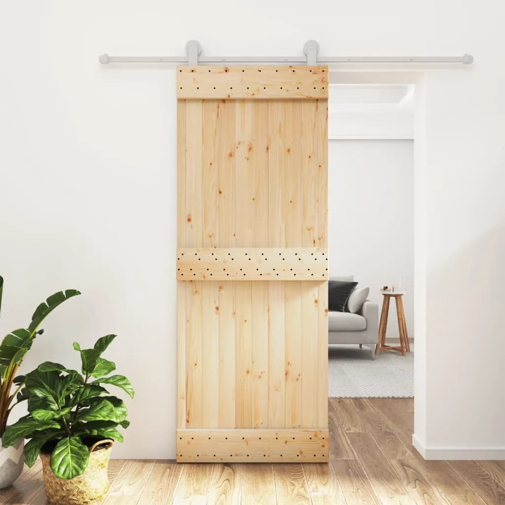 vidaXL Porta Scorrevole con Set Hardware 80x210 cm Legno Massello Pino