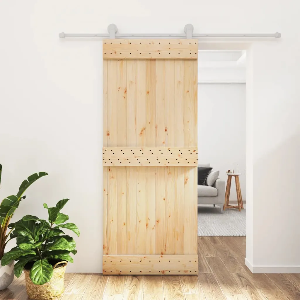 vidaXL Porta Scorrevole con Set Hardware 85x210 cm Legno Massello Pino