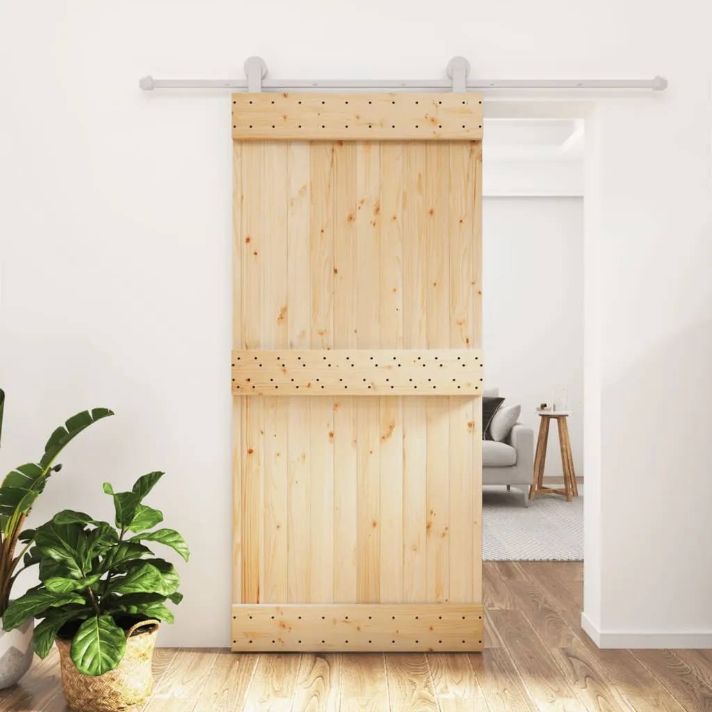 vidaXL Porta Scorrevole con Set Hardware 95x210 cm Legno Massello Pino