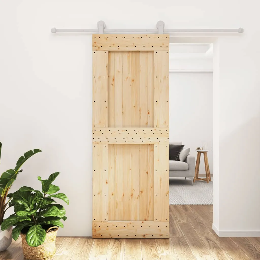 vidaXL Porta Scorrevole con Set Hardware 80x210 cm Legno Massello Pino