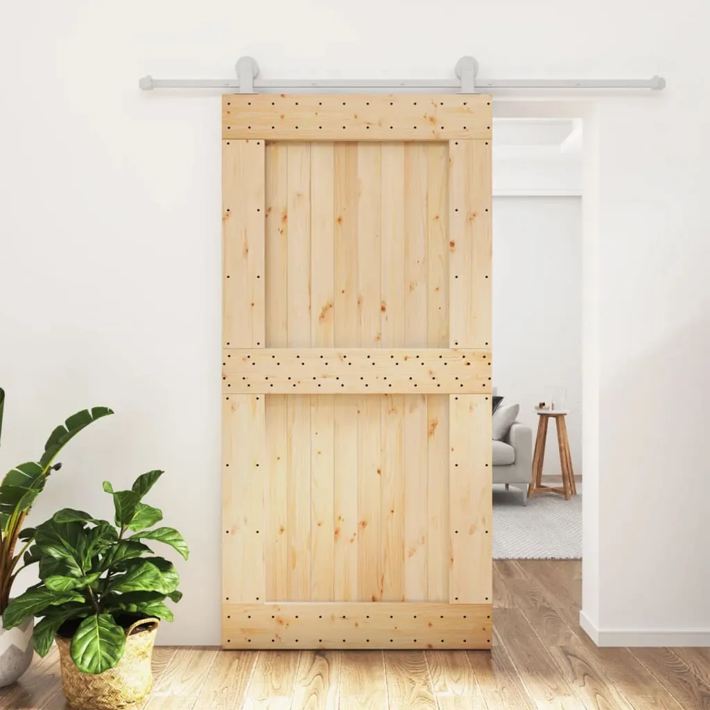 vidaXL Porta Scorrevole con Set Hardware 100x210cm Legno Massello Pino