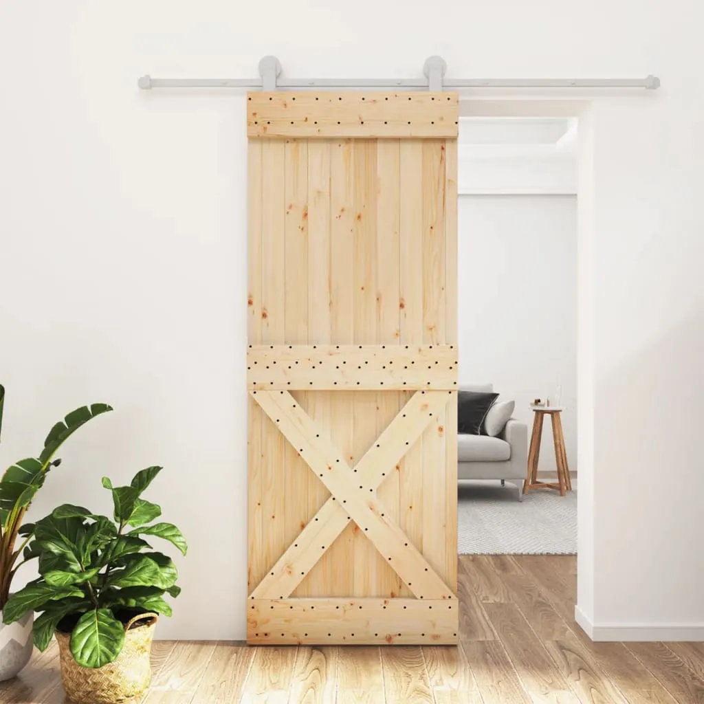 vidaXL Porta Scorrevole con Set Hardware 80x210 cm Legno Massello Pino