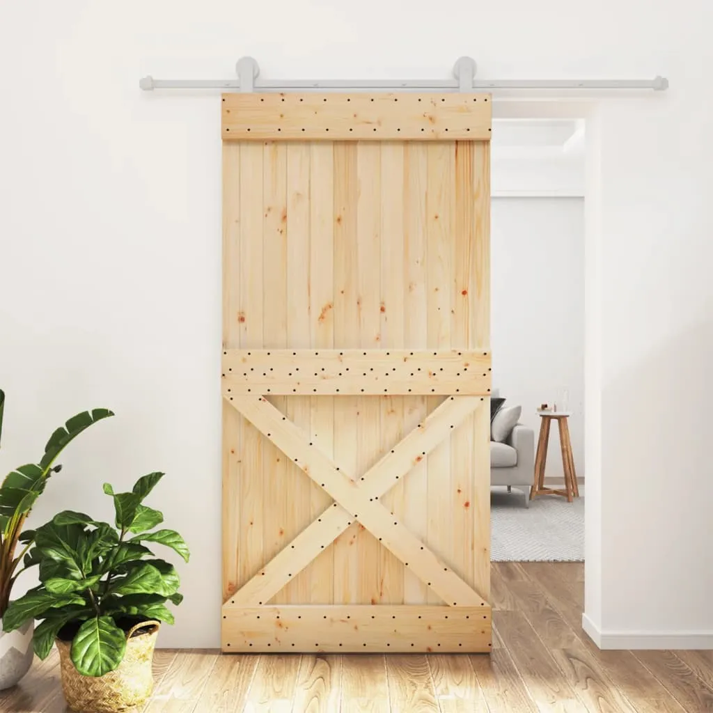 vidaXL Porta Scorrevole con Set Hardware 100x210cm Legno Massello Pino