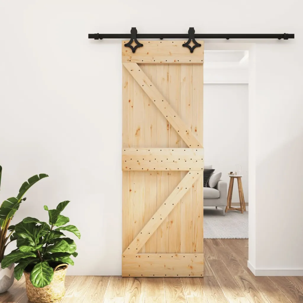 vidaXL Porta Scorrevole con Set Hardware 70x210 cm Legno Massello Pino