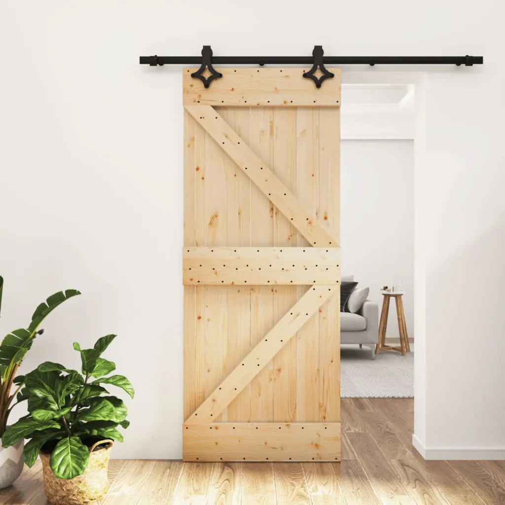 vidaXL Porta Scorrevole con Set Hardware 85x210 cm Legno Massello Pino