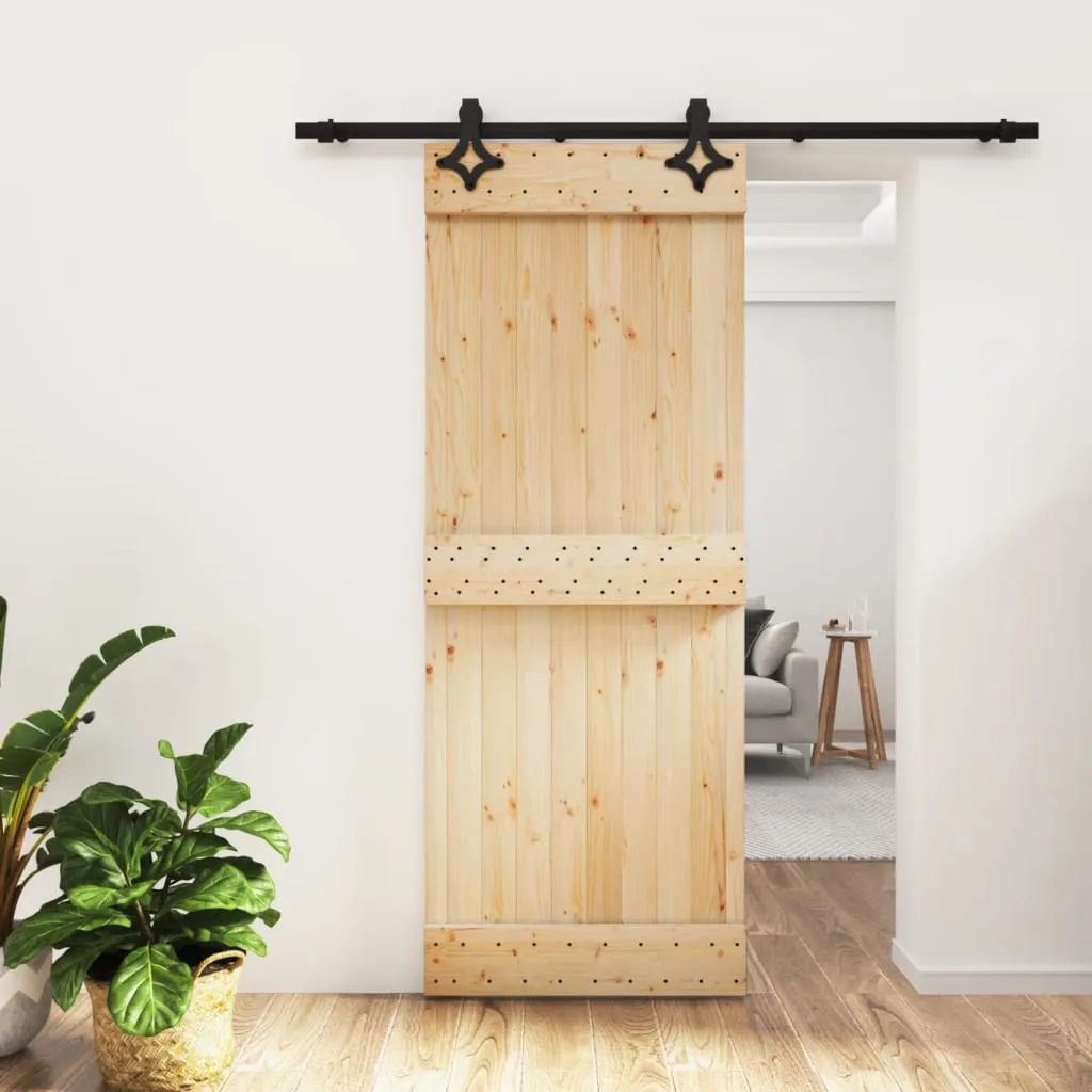 vidaXL Porta Scorrevole con Set Hardware 80x210 cm Legno Massello Pino